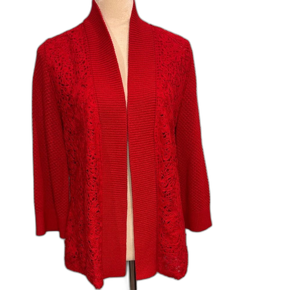 Peter Nygard Vibrant Red Cardigan Sweater Size M